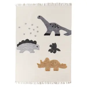 Cotton Kids Area Rug Dinosaurs Print 140 x 200 cm Beige GHARTA