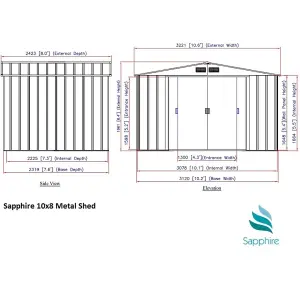 10 x 10 Apex Metal Garden Shed - Anthracite Grey (10ft x 10ft / 10' x 10' / 3.2m x 3.0m)