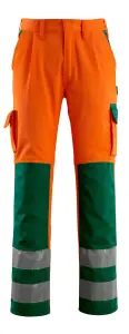 Mascot Safe Compete Olinda Trousers - Hi-Vis Orange/Green   (28.5) (Leg Length - Regular)