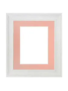 Scandi Limed White Frame with Pink Mount for Image Size 9 x 7 Inch