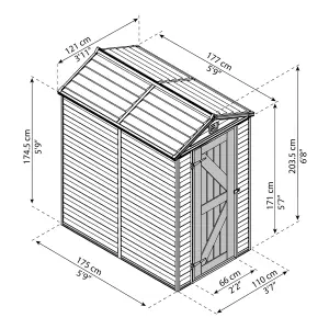 Palram - Canopia Skylight 6x4 ft Apex Tan Plastic Shed with floor