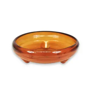 Recycled Glass Kitchen Dining Room Home Décor Ola Footed Glass Bowl - Orange 24.5cm (W)