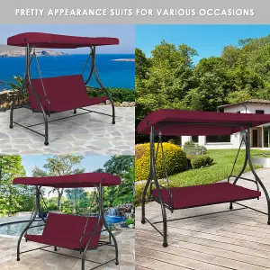 Costway Garden Patio Swing Chair 3 Seater Hammock Bench Convertible Canopy Cushion Seats