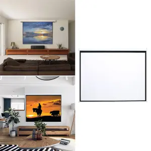 Portable Wall Ceiling Mount Projector Screen Manual Pull Down for Home Theater 60" 4:3