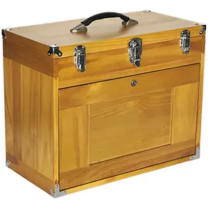 Wooden 8 Drawer Machinist Toolbox - Lockable Portable Chest for Tools