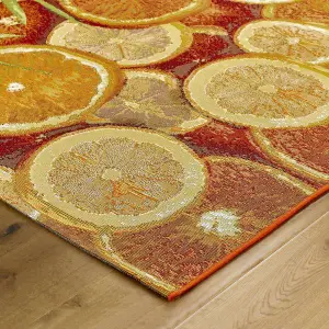 Melrose Orange Design Water Resistant Indoor/Outdoor Medium Area Rug 120/170cm