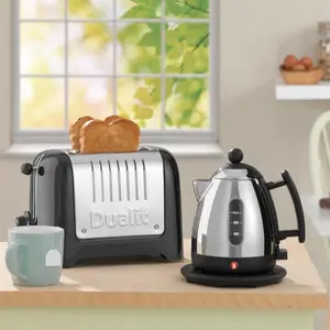 Dualit Classic 2 Slice Toaster & 1 Litre LITE Kettle Breakfast Set, Stainless Steel