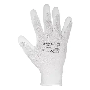 Worksafe White Precision Grip Gloves Diamond Effect Large 6-Pack Pairs SSP50L/6