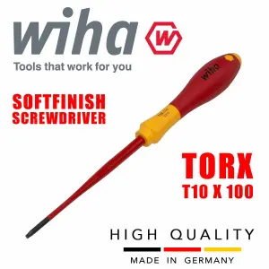 WIHA Torx Electricians Screwdrivers Insulated VDE Slim Fit SoftFinish 1000v slimFix Torx T10 36536