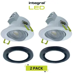 LED Downlights IP44 Tiltable 5.5W 550LM 3000/4000/6500K Switchable CCT Dimmable - Black (2 Pack)