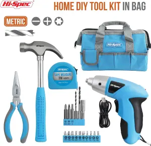 Hi-Spec 20pc Blue USB 3.6 Eletric Power Screwdriver & Home DIY Tool Kit. All Essential Repairs in a Bag