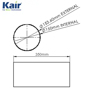 Kair Plastic Ducting Pipe 150mm - 6 inch / 350mm Short Length -Rigid Straight Duct Channel