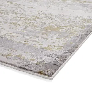 Gold Modern Rug, Abstract Metallic Marble Rug, 11mm Thick Modern Rug, Gold Rug for Bedroom, & Dining Room-80cm X 150cm