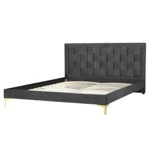 Velvet EU King Size Bed Black LIMOUX