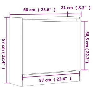 Shoe Cabinet Concrete Grey 60x21x57 cm Engineered Wood