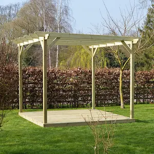 Garden Pergola and Decking Kit - Wood - L300 x W300 x H270 cm - Light Green