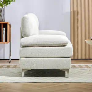 HOMCOM 2 Seater Sofa Modern Loveseat with Metal Legs Spring Cushion Cream White