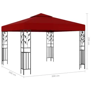 Berkfield Gazebo with LED String Lights 3x3 m Wine Red