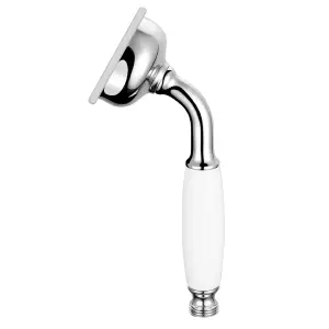 Large Traditional Hand Held Bathroom Shower Handset with Chrome Head & Ceramic Handle