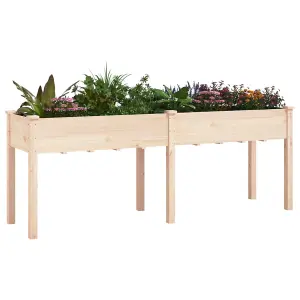 Berkfield Planter with Liner 203x53x76 cm Solid Wood Fir