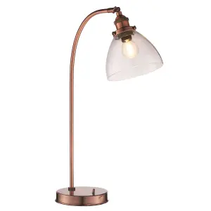 Luminosa Hansen 1 Light Table Lamp Aged Copper, Glass, E14