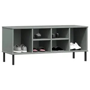 Berkfield Shoe Rack with Metal Legs Grey 106x35x45 cm Solid Wood OSLO