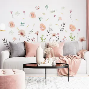 Walplus Pastel Watercolour Flowers Wall Stickers Mural Decal Room Decor