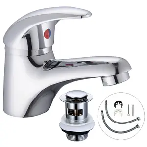 Caravan Mixer Tap Short Spout Chrome Single Lever Static Motorhome Boat + Waste