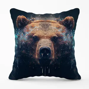 Brown Bear Face Splashart Cushions 60cm x 60cm