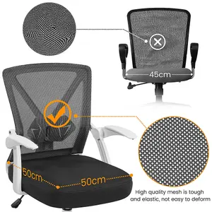 Yaheetech Mesh Office Chair with Flip-up Armrests - White