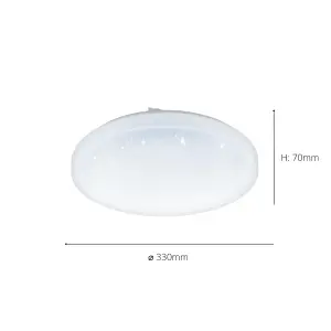 EGLO Frania-S Round Metal And Plastic With Crystal Effect Integrated LED Flush Light, (D) 33cm