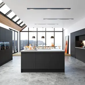 Premium Kitchens Ethos Matt black Modern Highline Cabinet door (W)250mm (H)715mm (T)18mm