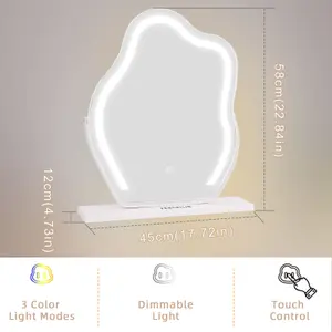 VANITII GLOBAL Hollywood Vanity Mirror with Lights Cloud Shape 3-Color LED Lightstrip