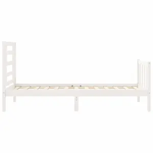 Berkfield Bed Frame with Headboard White 100x200 cm Solid Wood