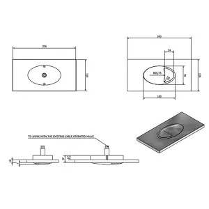 Matt Black Dual Flush Toilet Concealed Cistern Plate Push Button Cable Operated