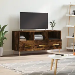 Berkfield TV Cabinet Smoked Oak 102x36x50 cm Engineered Wood