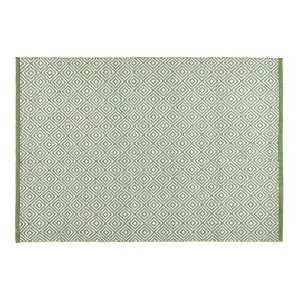 Woven Indoor Outdoor Washable Diamond Reversible Rug Green - 160cm x 230cm