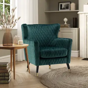 Velvet Emerald Green Alessia Accent Chair