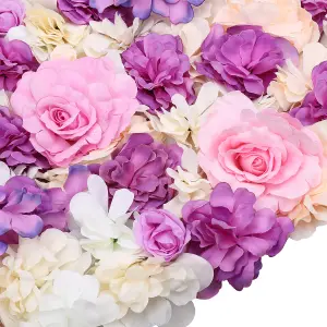 Artificial Flower Wall Backdrop Panel, 60cm x 40cm, Pink & Peach