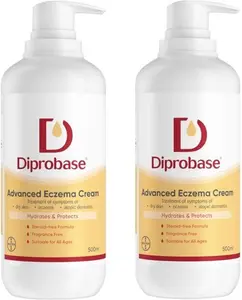 Diprobase Advanced New Formula For Eczema Prone Skin For Red, Inflamed Or Damaged Skin Cream, 500 G (Pack Of 2)