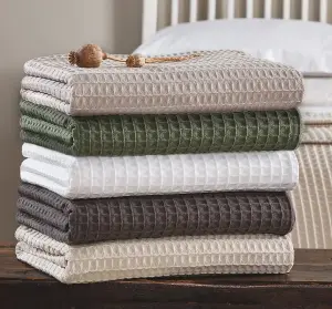 Hotel Waffle Throw Blanket - Taupe, Large