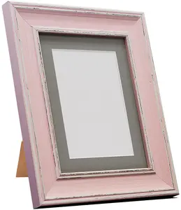 Scandi Distressed Pink Frame with Dark Grey Mount for Image Size 4.5 x 2.5 Inch