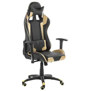 Gaming Chair Faux Leather Gold KNIGHT