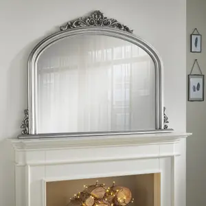 Overmantle Mirror Richmond Arched Shape with Antique Silver Frame- H 91cm x W 122cmx D 5cm for Hanging Anywhere Inside of the Home