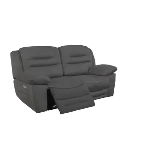 NAPOLI 2 Seater ELECTRIC Recliner in Grey Faux Suede