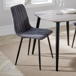 PAIR of Grey straight stitch Aspen dining chairs, black tapered legs