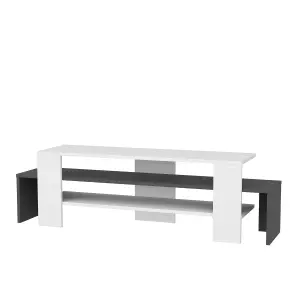 Decorotika Lenora TV Stand TV Cabinet Multimedia Unit with Open Shelves - White and Anthracite