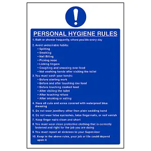 Personal Hygiene Rules Catering Sign - Adhesive Vinyl - 200x300mm (x3)