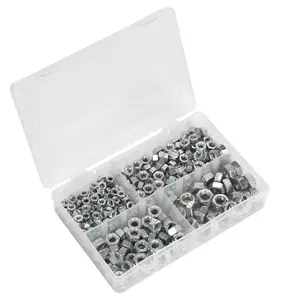 Sealey Steel Nut Assortment 320pc 1/4"-1/2"UNF AB029SN