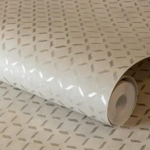 Galerie Urban Classics Cream Gold Soho Metallic Industrial Grid Wallpaper Roll